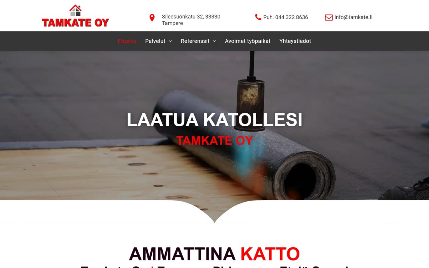 Tamkate: nykyinen sivusto ja demo